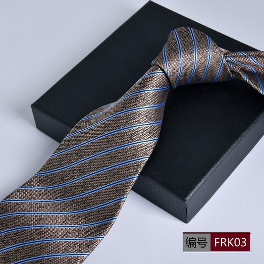 Men's 8cm Striped Jacquard Tie — Classic Width, 19 Colors
