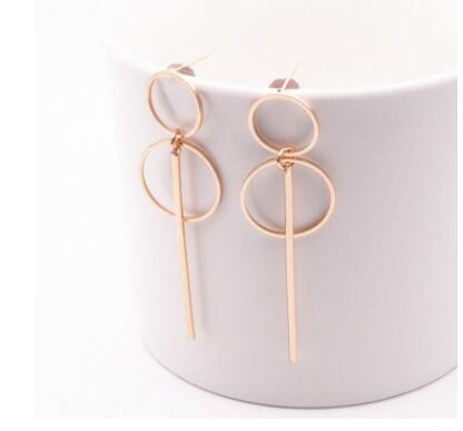 Geometric Circle Earrings, Round Studs, Double Hoop Design