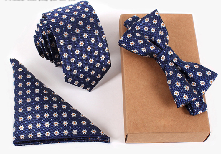 Men's Bow Tie & Pocket Square Set — 3-Piece Formal Style
