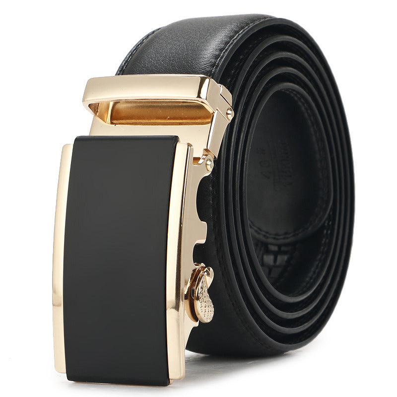 Genuine Leather Auto-Buckle Belt for Men — Real Cowhide, Premium Finish