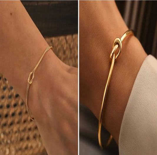 Stainless Steel Knot Chain Necklace & Handwoven Bracelet Set