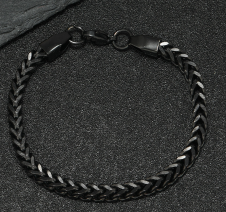 Men's Black Cuban Chain Vintage Stainless Steel Bracelet