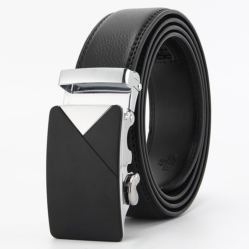 Genuine Leather Auto-Buckle Belt for Men — Real Cowhide, Premium Finish