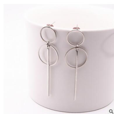 Geometric Circle Earrings, Round Studs, Double Hoop Design