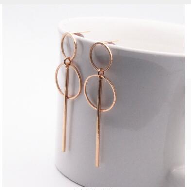 Geometric Circle Earrings, Round Studs, Double Hoop Design