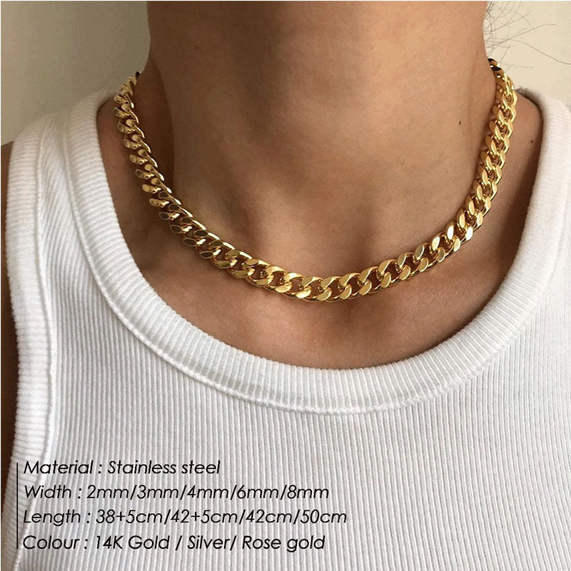 Cuban Link Stainless Steel Necklace — Multiple Widths, Unisex