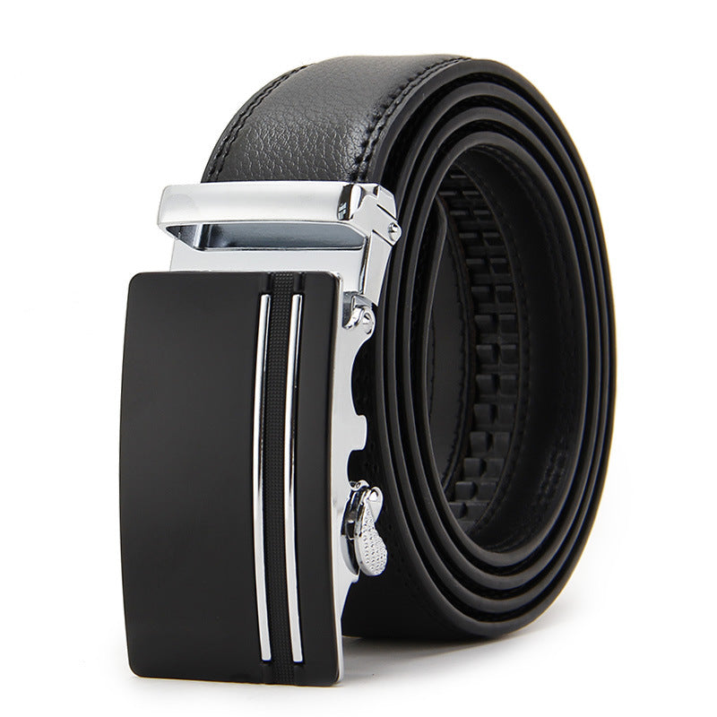 Genuine Leather Auto-Buckle Belt for Men — Real Cowhide, Premium Finish