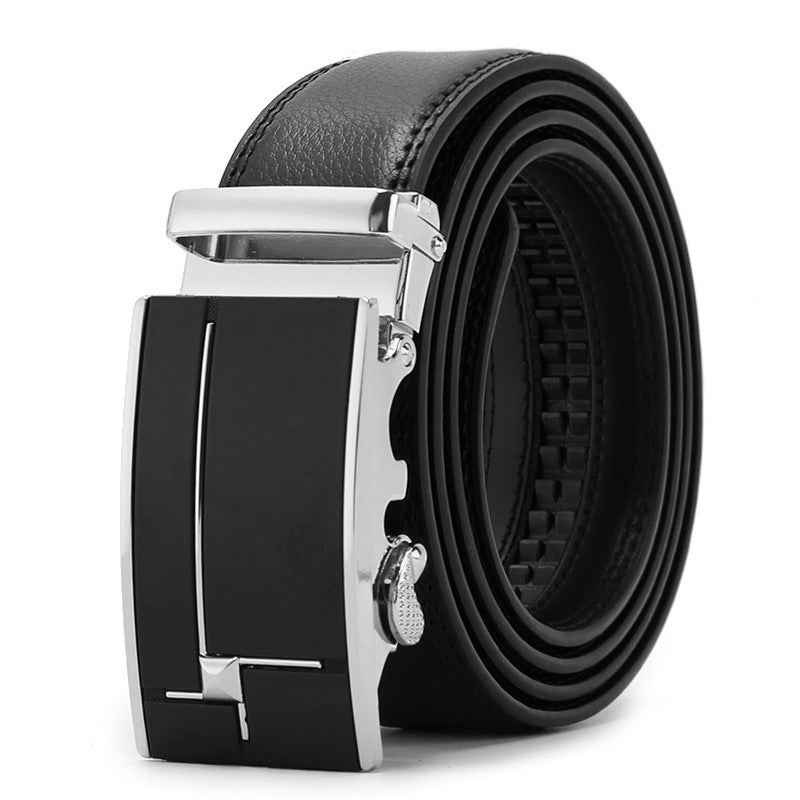 Genuine Leather Auto-Buckle Belt for Men — Real Cowhide, Premium Finish