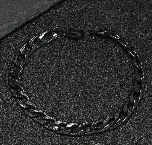 Men's Black Cuban Chain Vintage Stainless Steel Bracelet