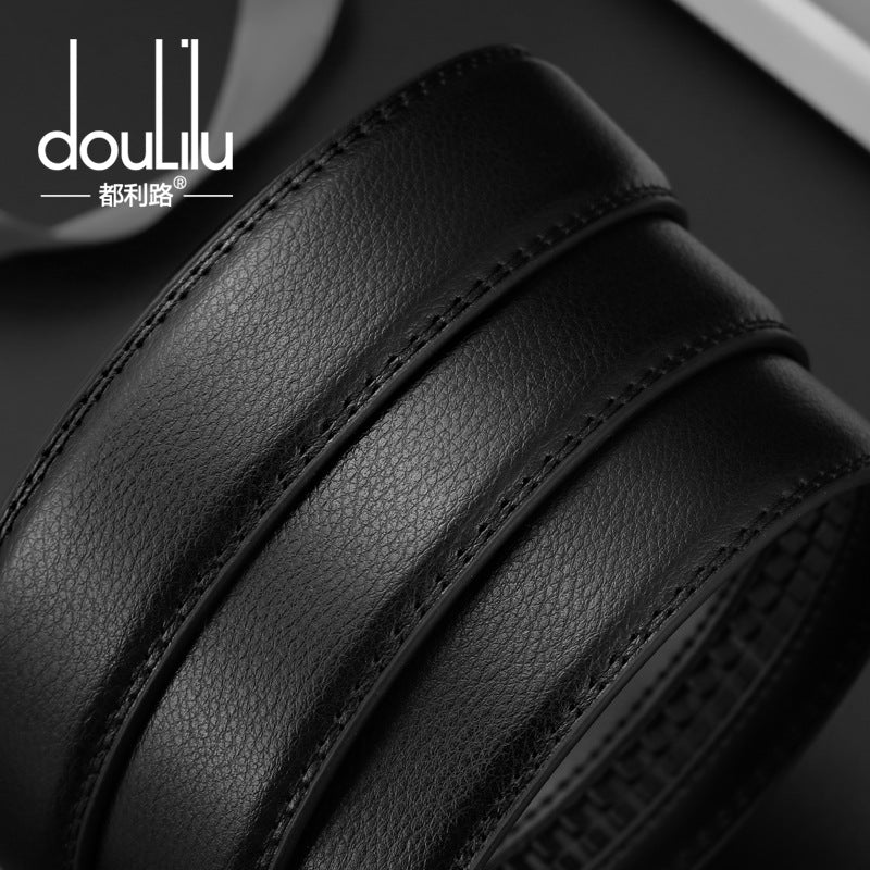 Genuine Leather Auto-Buckle Belt for Men — Real Cowhide, Premium Finish