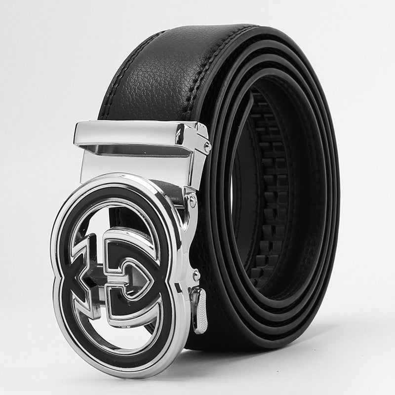 Genuine Leather Auto-Buckle Belt for Men — Real Cowhide, Premium Finish
