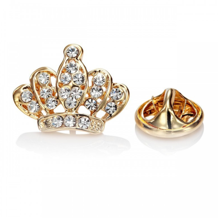 Crown Crystal Lapel Pin — Regal Style, Everyday Wear