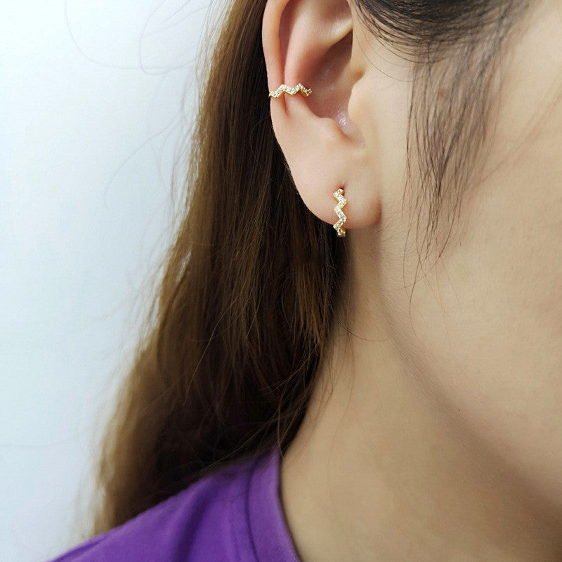 Wave Zircon S925 Earrings — Stud or Hoop, Your Choice
